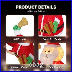 6FT Christmas Santa Claus Holding Bell with Light for Holiday Outdoor Decoration
