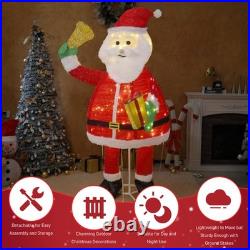 6FT Christmas Santa Claus Holding Bell with Light for Holiday Outdoor Decoration