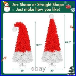 6FT Christmas Tree with LED Light & 1050 Tips Santa’s Hat Shape Xmas Tree Red