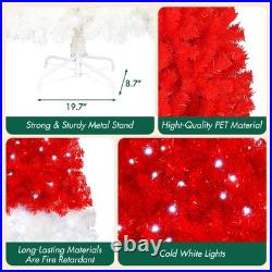 6FT Christmas Tree with LED Light & 1050 Tips Santa's Hat Shape Xmas Tree Red
