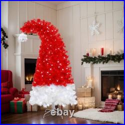 6FT Christmas Tree with LED Light & 1050 Tips Santa's Hat Shape Xmas Tree Red