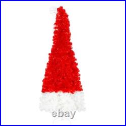 6FT Christmas Tree with LED Light & 1050 Tips Santa's Hat Shape Xmas Tree Red