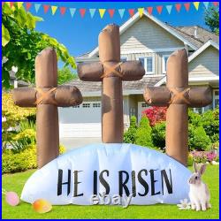 6FT Easter Inflatable Outdoor Decorations He is Risen Cross, Build-in LED Lig