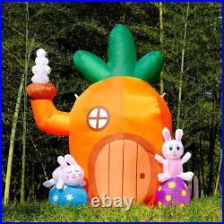 6FT Easter Inflatables Outdoor Decorations Carrot House with Bunny and Eggs Bl