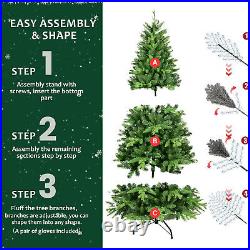 6FT Flocked Christmas Tree PE PVC Realistic Holiday Decoration Home Decor