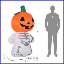 6FT Halloween Inflatable Skeleton Pumpkin Ghost LED Outdoor Yard Lawn Decor