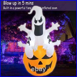 6FT Halloween Inflatables Outdoor Pumpkin & Ghosts Blow Up LED Yard Decor Multi 6FT Halloween Inflatables Outdoor Pumpkin & Ghosts Blow Up LED Yard Decor Multi