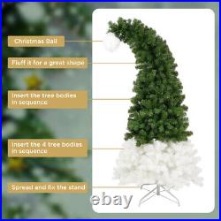 6FT Hinged Fir Artificial Fir Bent Top Christmas Tree Holiday Decoration