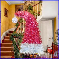 6FT Hinged Fraser Fir Artificial Fir Bent Top Christmas Tree, Xmas Tree Bendable