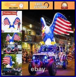 6FT Inflatable Eagle for 4th of July LED Lights, Patriotic Car Parade Decor