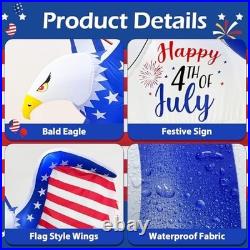 6FT Inflatable Eagle for 4th of July LED Lights, Patriotic Car Parade Decor