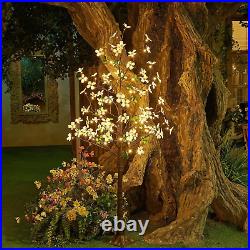 6FT Lighted Dogwood Tree 120 LED Artificial Flowers Tree with Lights for Deco