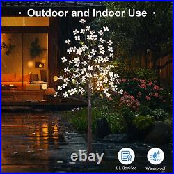 6FT Lighted Dogwood Tree 120 LED Artificial Flowers Tree with Lights for Deco