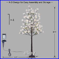 6FT Lighted Dogwood Tree 120 LED Artificial Flowers Tree with Lights for Deco