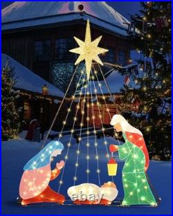 6FT Nativity Sets for Christmas Decoration Outdoor, 200 LED Lights, Stable & H