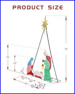 6FT Nativity Sets for Christmas Decoration Outdoor, 200 LED Lights, Stable & H