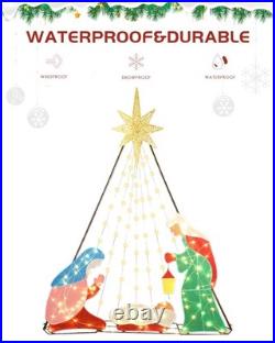 6FT Nativity Sets for Christmas Decoration Outdoor, 200 LED Lights, Stable & H
