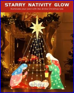 6FT Nativity Sets for Christmas Decoration Outdoor, 200 LED Lights, Stable & H