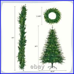 6FT Pre-Lit Christmas Tree with Garland & Wreath Artificial Pine Xmas Tree