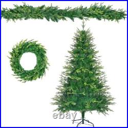 6FT Pre-Lit Christmas Tree with Garland & Wreath Artificial Pine Xmas Tree
