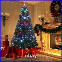 6FT Pre-Lit Fiber Optic Artificial Christmas Tree Colorful LED Lights Decoration