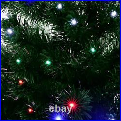 6FT Pre-Lit Fiber Optic Artificial Christmas Tree Colorful LED Lights Decoration