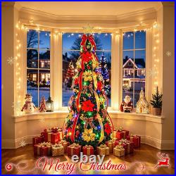 6FT Pre Lit Pop up Christmas Tree, Pre-Decorated Artificial Tree with Remote Cont