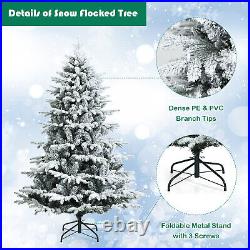 6FT Pre-Lit Snow Flocked Hinged Artificial Christmas Tree with 260 LED Lights
