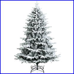 6FT Pre-Lit Snow Flocked Hinged Artificial Christmas Tree with 260 LED Lights