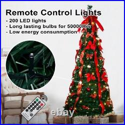 6FT Prelit Pull Up Christmas Tree with LED Fully Pre-Decorated Pop Up Xmas Tree