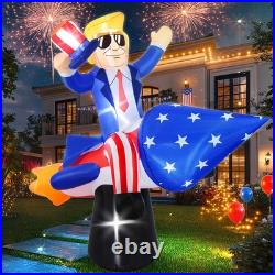 6FT Tall 4th of July Inflatables Outdoor Decorations President Ride on Rocket