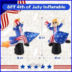 6FT Tall 4th of July Inflatables Outdoor Decorations President Ride on Rocket