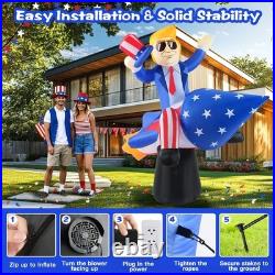 6FT Tall 4th of July Inflatables Outdoor Decorations President Ride on Rocket
