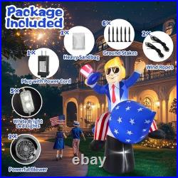 6FT Tall 4th of July Inflatables Outdoor Decorations President Ride on Rocket