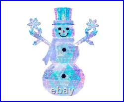 6Foot PreLit Prismatic Snowman with Colorful Lights Christmas Holiday Decoration
