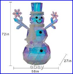 6Foot PreLit Prismatic Snowman with Colorful Lights Christmas Holiday Decoration