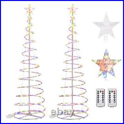 6Ft 182 LED Spiral Christmas Tree Light Star Multi-color Decoration Lamp 2 Pack