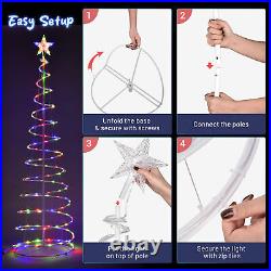 6Ft 182 LED Spiral Christmas Tree Light Star Multi-color Decoration Lamp 2 Pack