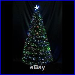 6Ft/7Ft Artificial Christmas Tree Fiber Optic Pre-lit Tree LED Multi-Colored