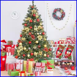 6Ft Artificial Snow Flocked Christmas Tree with Pine Cones Holiday Decoration