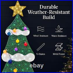 6Ft Lighted 2D Christmas Tree Outdoor Décor, Large Holiday Yard Decoration With 17