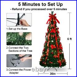 6Ft Pop up Pre Lit Christmas Tree Collapsible withRemote for Outdoor Indoor Decor
