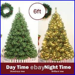 6Ft Pre-Lit PVC Artificial Carolina Pine Tree Pre-strung 260 LED White Lights