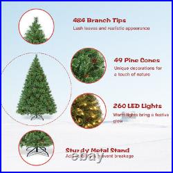 6Ft Pre-Lit PVC Artificial Carolina Pine Tree Pre-strung 260 LED White Lights