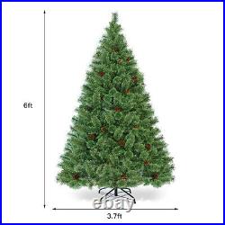 6Ft Pre-Lit PVC Artificial Carolina Pine Tree Pre-strung 260 LED White Lights