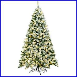 6Ft Pre-Lit Premium Snow Flocked Hinged Artificial Christmas Tree with 250 Lights
