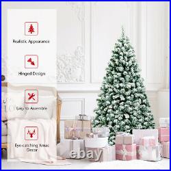 6Ft Pre-Lit Premium Snow Flocked Hinged Artificial Christmas Tree with 250 Lights