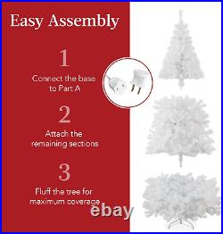 6Ft Pre-Lit White Christmas Tree, Hinged Artificial Pine Tree Holiday Decoration