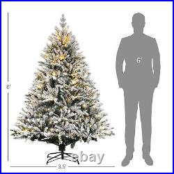 6Ft Prelit Flocked Artificial Christmas Tree with 1580 Realistic Branch Auto Open