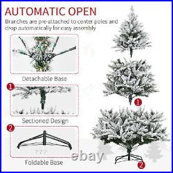 6Ft Prelit Flocked Artificial Christmas Tree with 1580 Realistic Branch Auto Open
